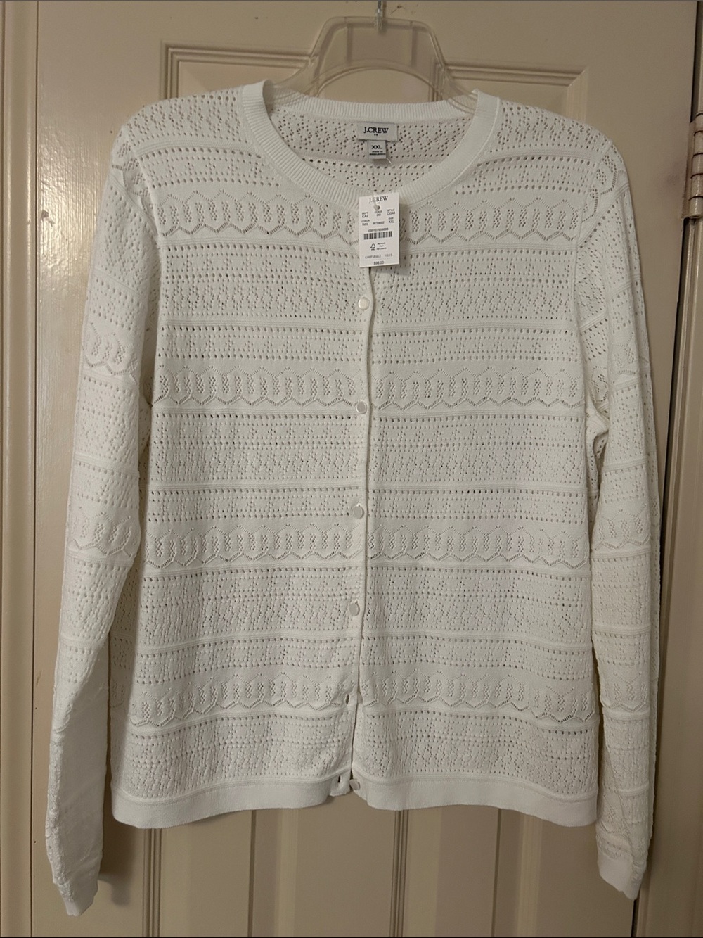 J. Crew Cream Openwork  Pointelle Button Cardigan